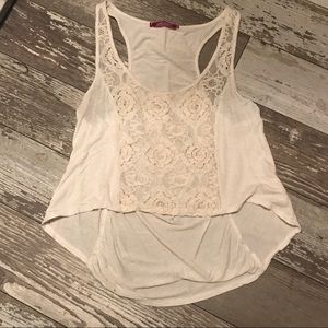 Ivory lace hi-low tank top